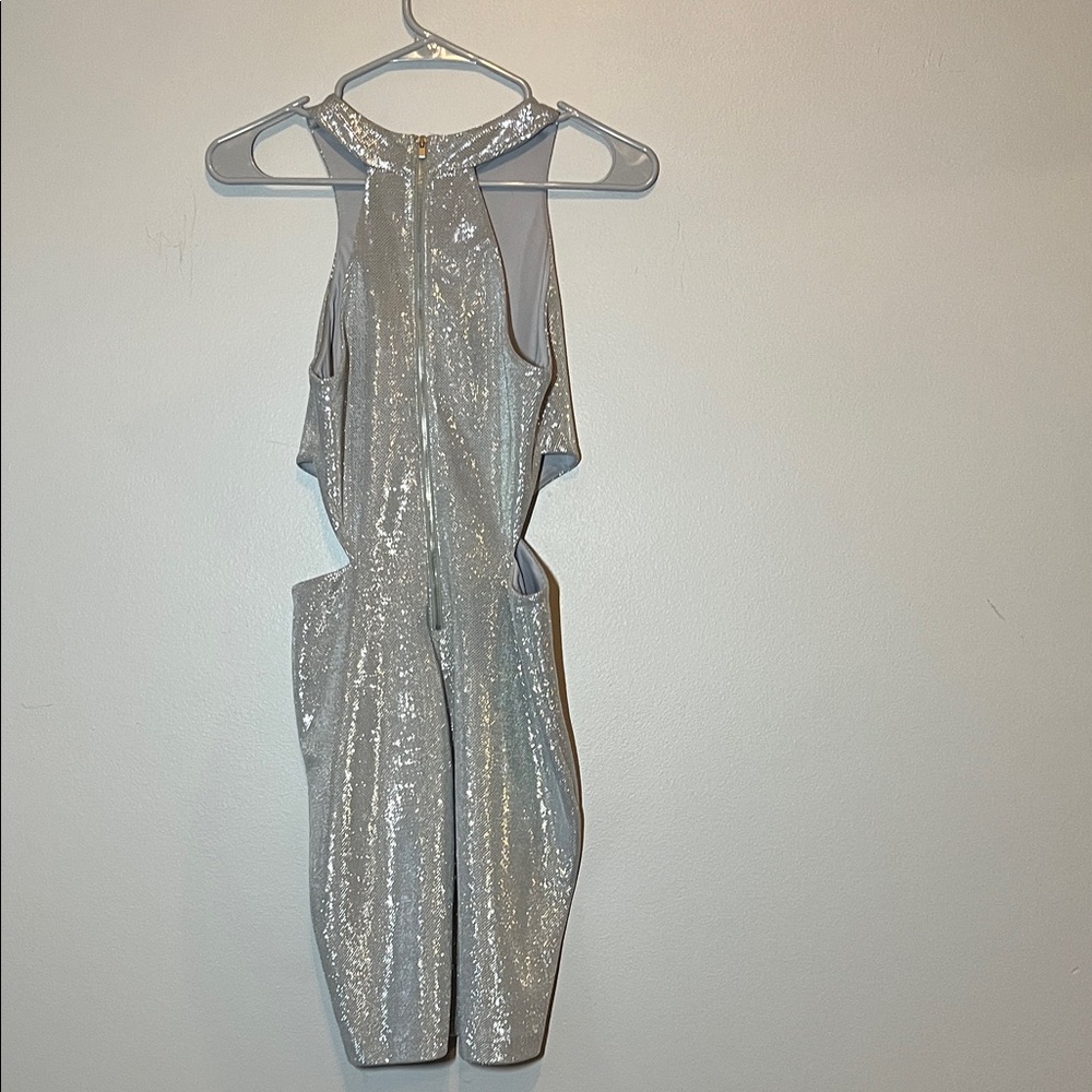 Express Silver Cutout Mini Dress - Picture 7 of 8